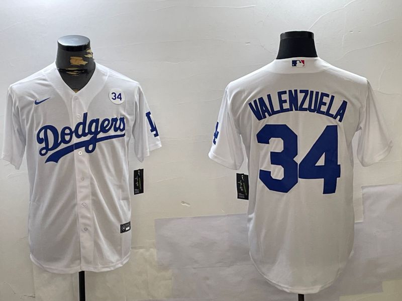 Men Los Angeles Dodgers #34 Valenzuela White Game 2024 Nike MLB Jersey style 11206->los angeles dodgers->MLB Jersey